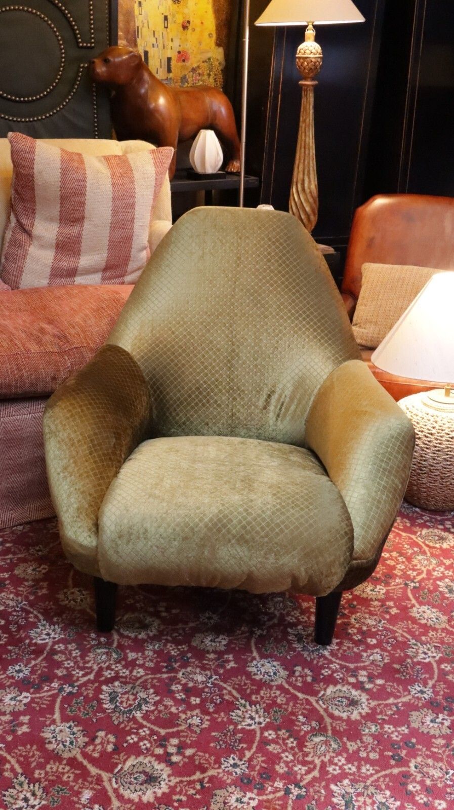 Pair George Smith Club Armchairs  Designers Guild Olive Green Velvet Rrp£14600🚚 photo Furniture