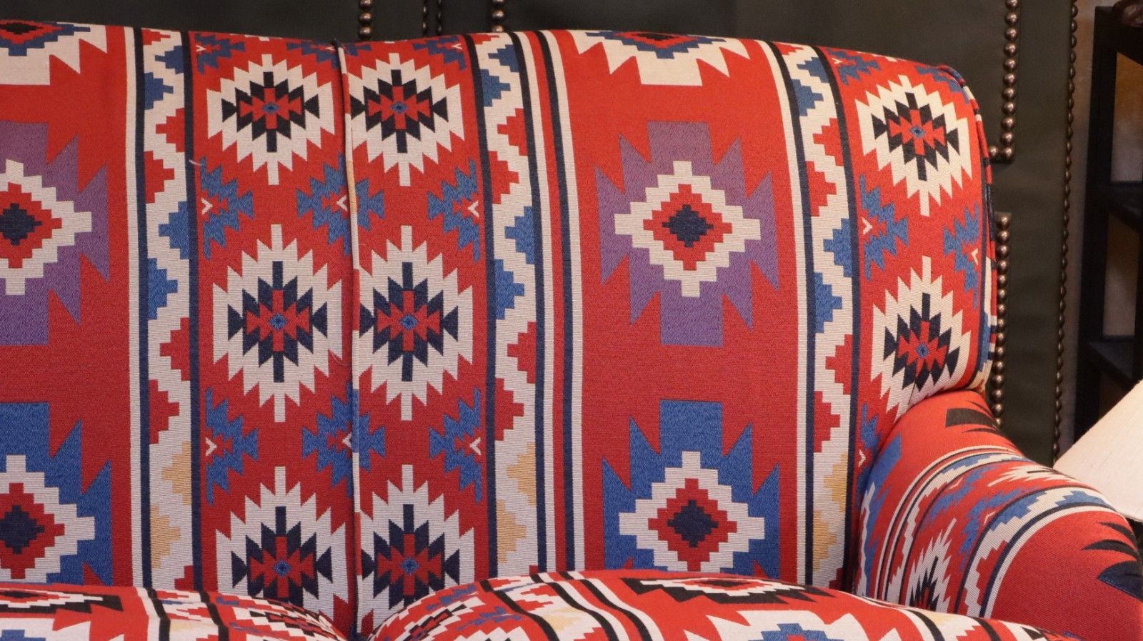 Furniture Super George Smith Style Signature Sofa 3 Seater Kilim Velvet Fabric Blue Red 🚚 photo