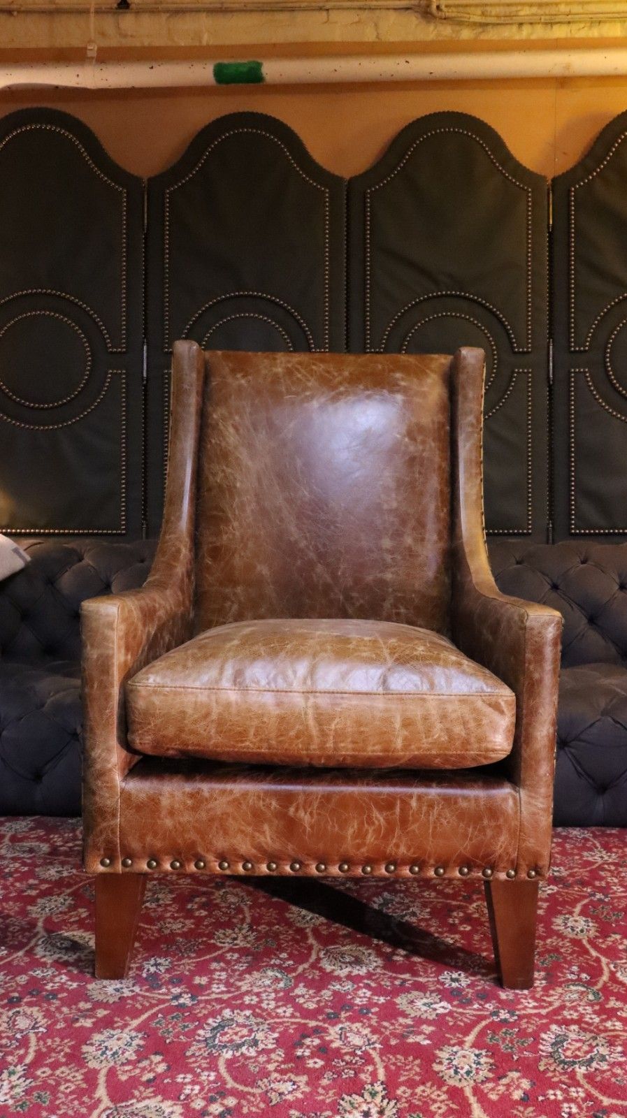 Stunning Georgian Leather Wingback Club Library Fireside Armchair Aniline Tan 🚚 photo buy