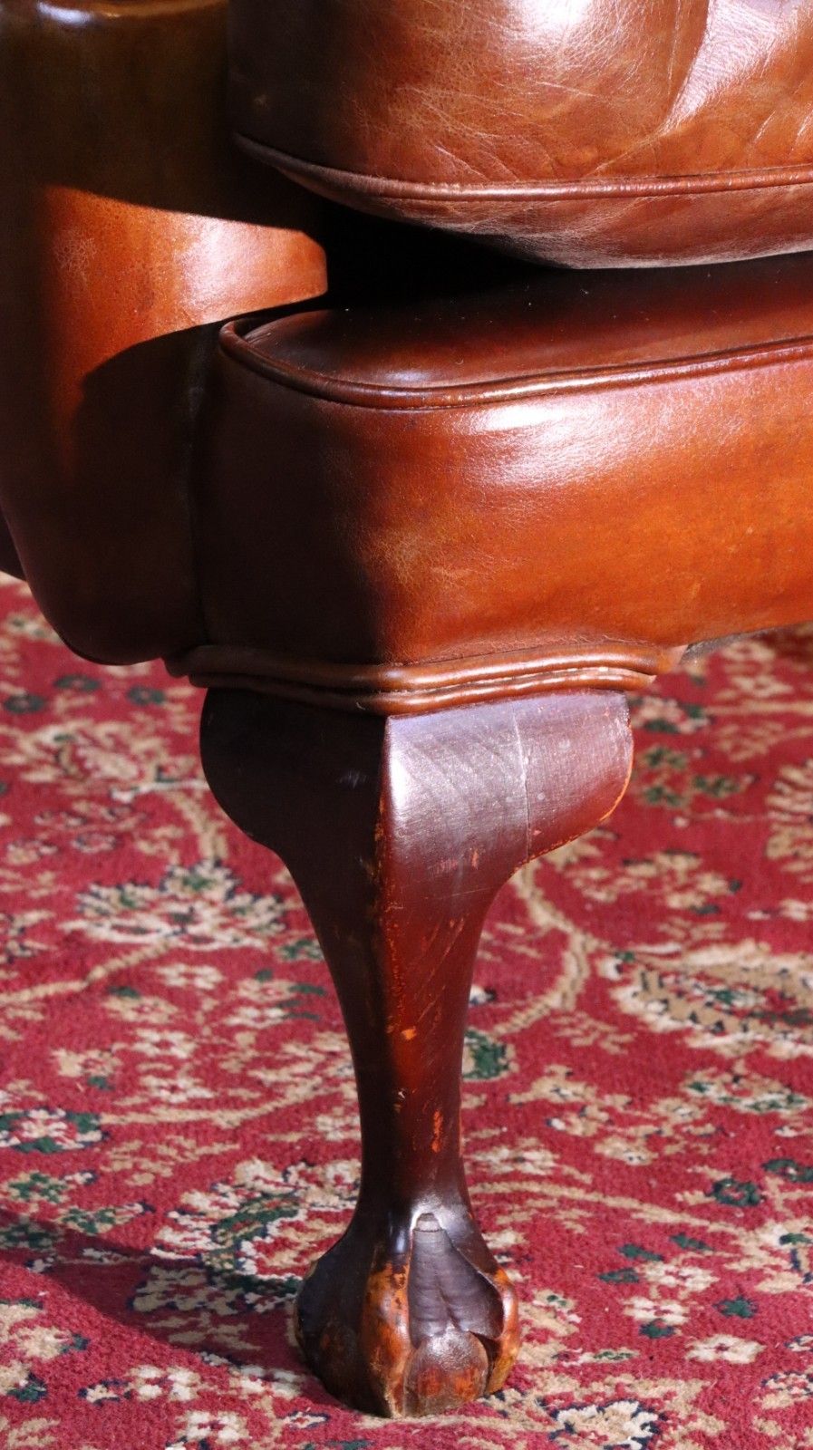 photo for sale Superb Antique Leather Wingback Club Library Fireside Armchair Whisky Tan Del 🚚