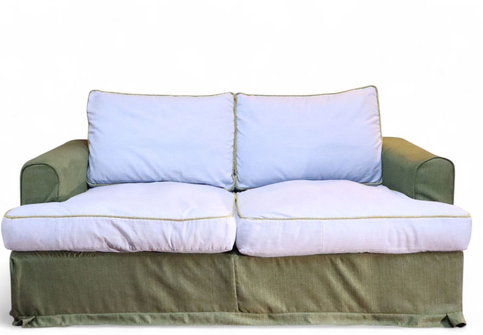 Stunning William Yeoward 2 Seater Sofa Bed In Denim & Woven Linen Fabric Del 🚚