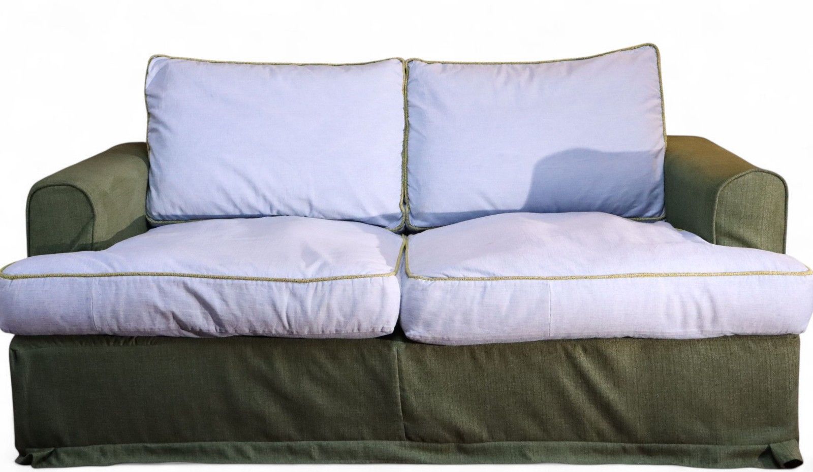 Stunning William Yeoward 2 Seater Sofa Bed In Denim & Woven Linen Fabric Del 🚚 photo for sale
