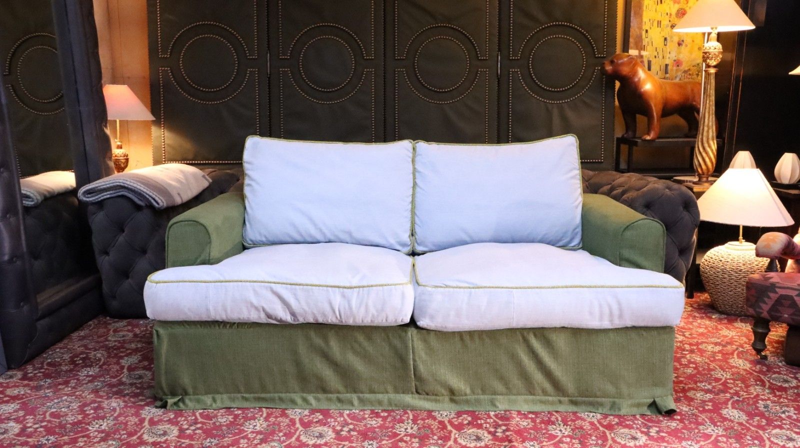 Stunning William Yeoward 2 Seater Sofa Bed In Denim & Woven Linen Fabric Del 🚚 photo Furniture