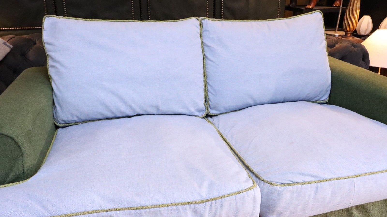 Stunning William Yeoward 2 Seater Sofa Bed In Denim & Woven Linen Fabric Del 🚚 photo vintage