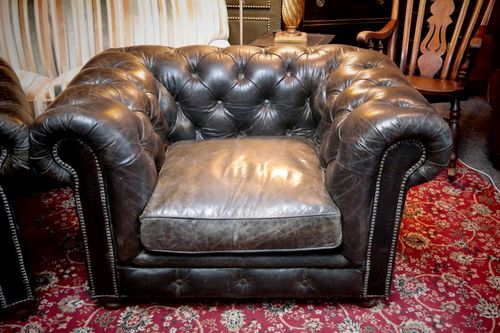 Super Timothy Oulton Westminster Leather Club Library Armchair Vegabond Black 🚚