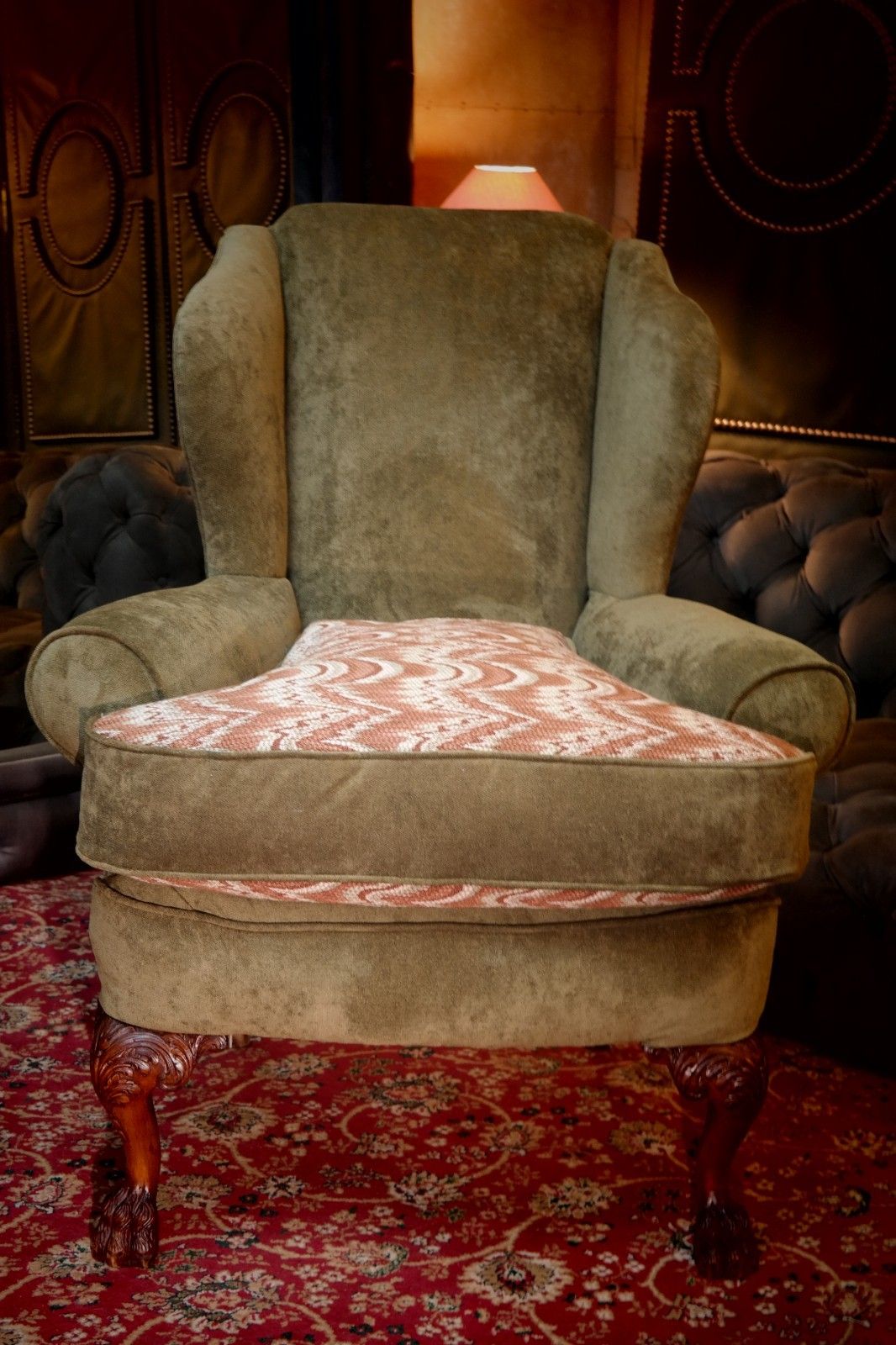 2500.0 Superb Pair Victorian Style Ball & Claw Feet Wingback Armchairs Nobalis Bargello photo