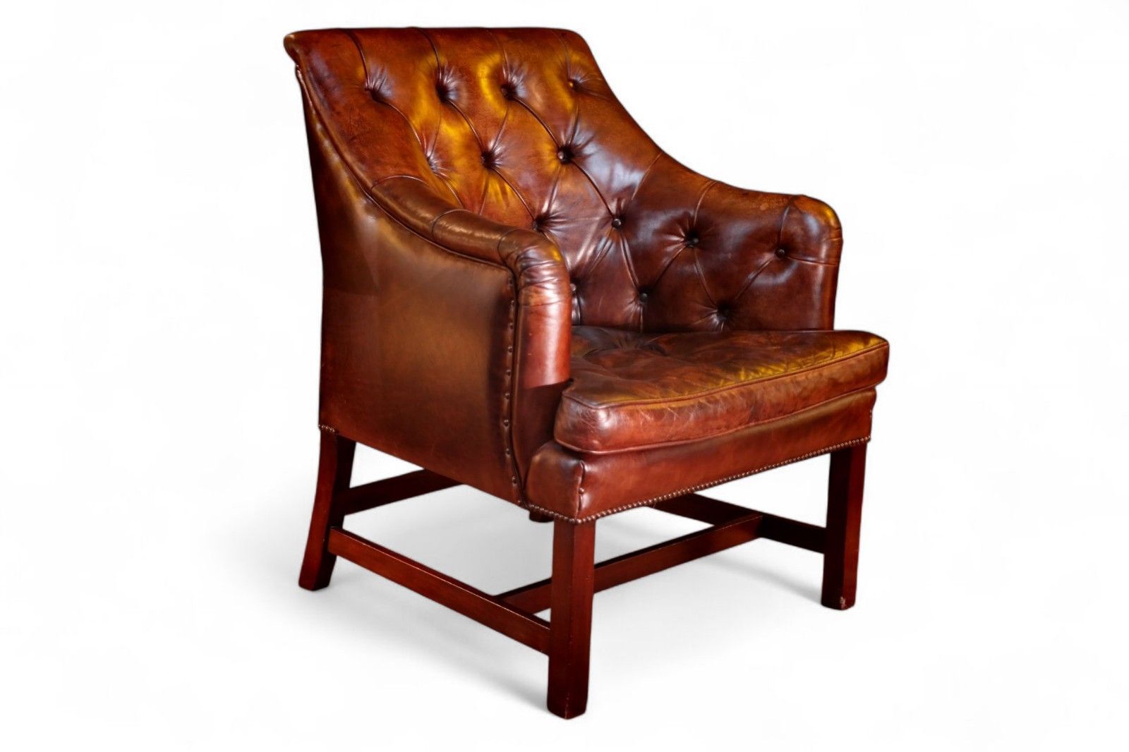 Stunning George Smith Desk Armchair & Round Footstool Mahogany Leather Del 🚚🚚 photo furniture