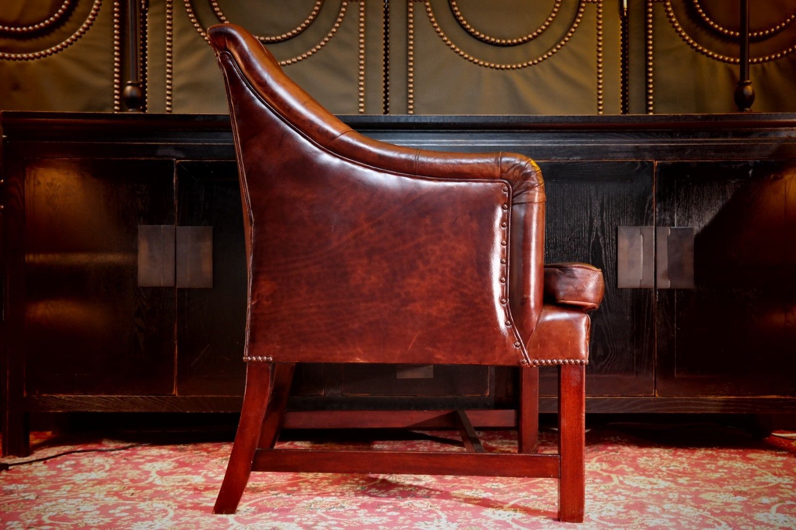 photo for sale Stunning George Smith Desk Armchair & Round Footstool Mahogany Leather Del 🚚🚚