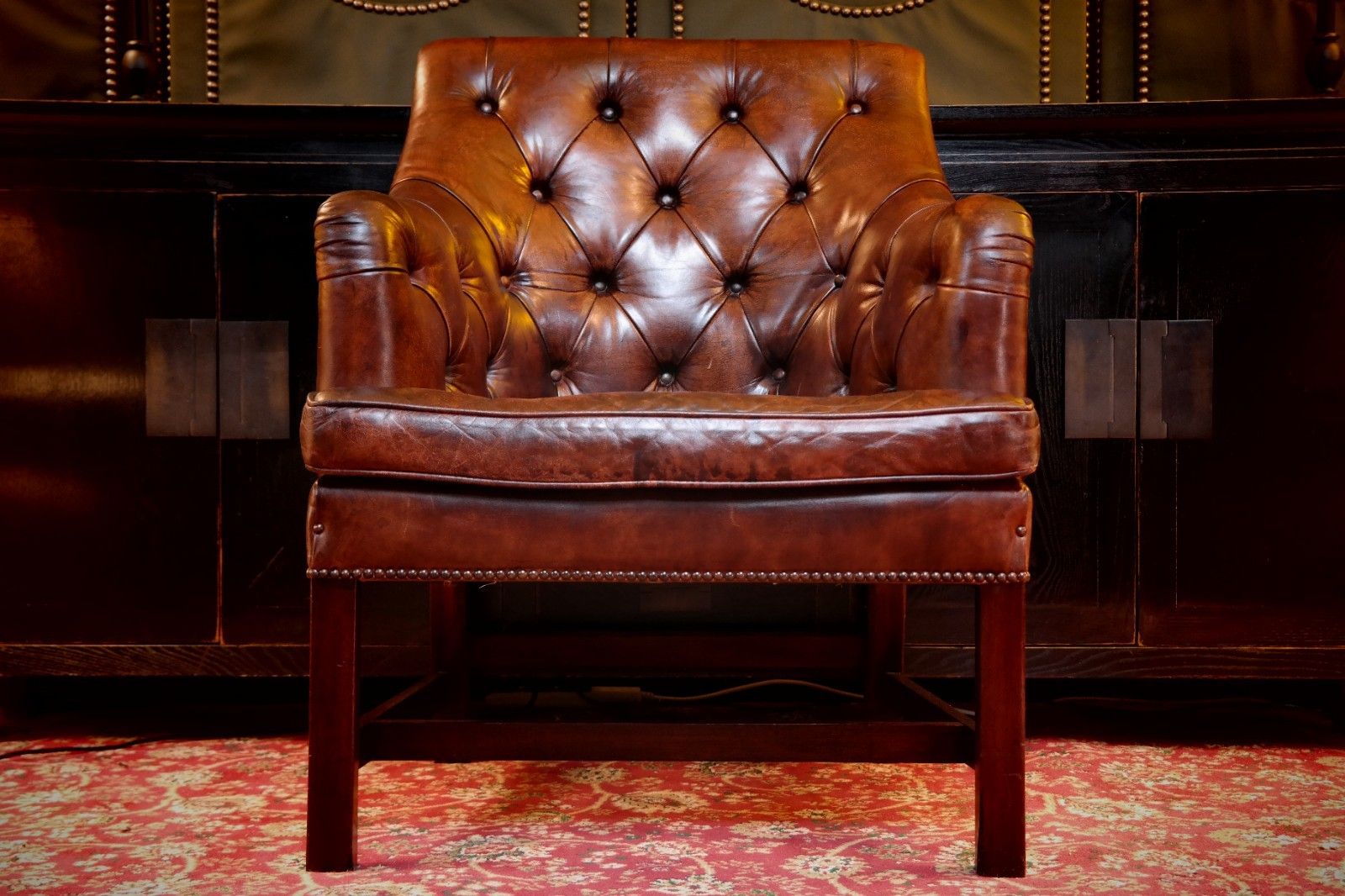 2700.0 Stunning George Smith Desk Armchair & Round Footstool Mahogany Leather Del 🚚🚚 photo