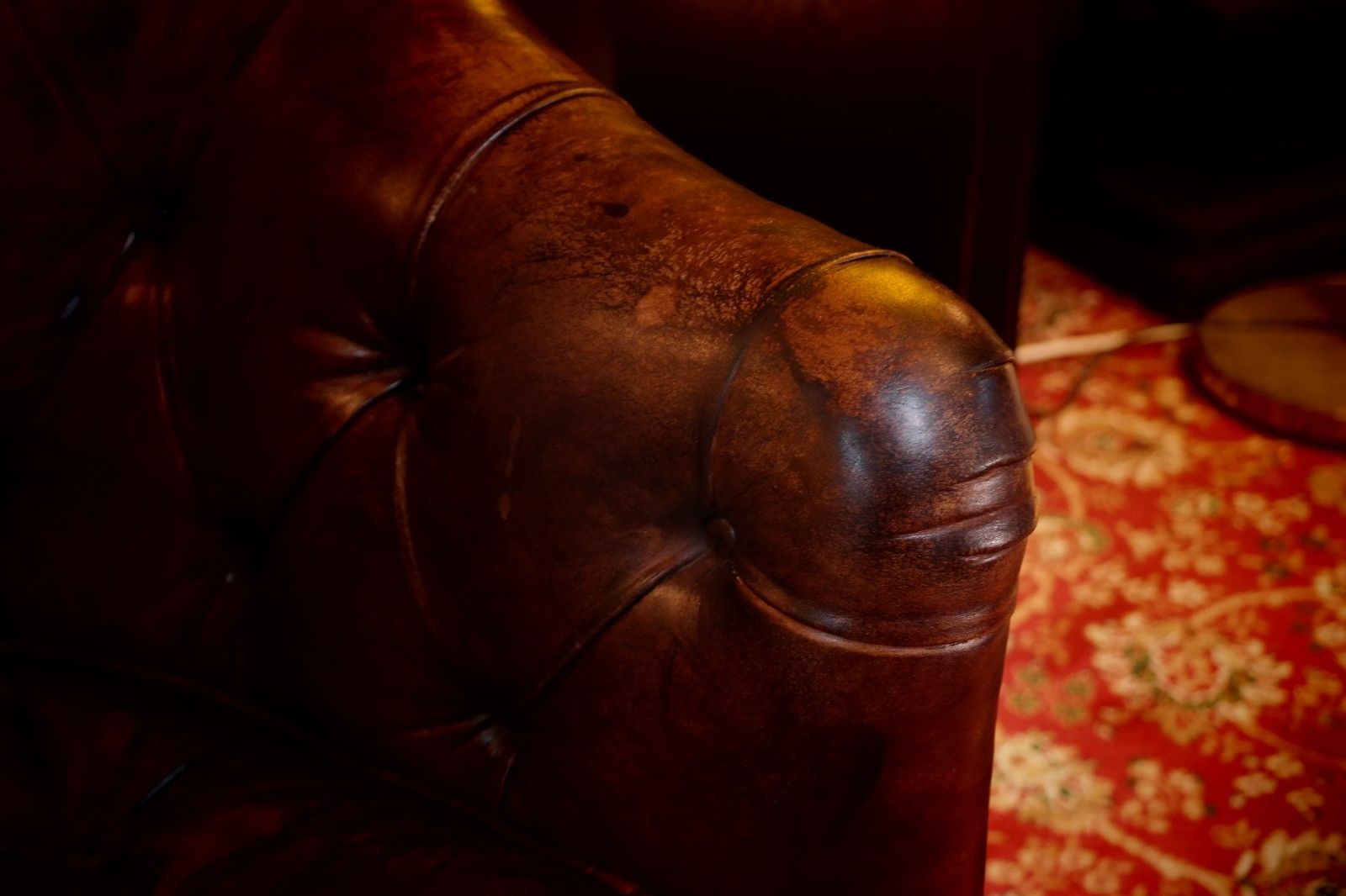 photo buy Stunning George Smith Desk Armchair & Round Footstool Mahogany Leather Del 🚚🚚