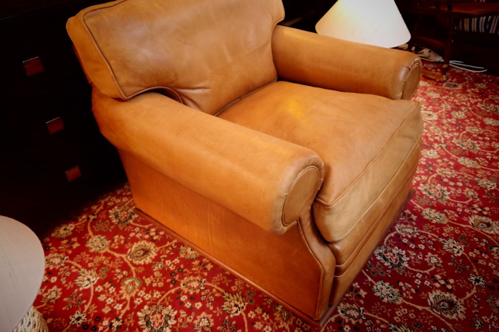 photo vinterior Ralph Lauren Wentworth Floating Leather Armchair Footstool Saddle Rrp£17000 🚚🚚