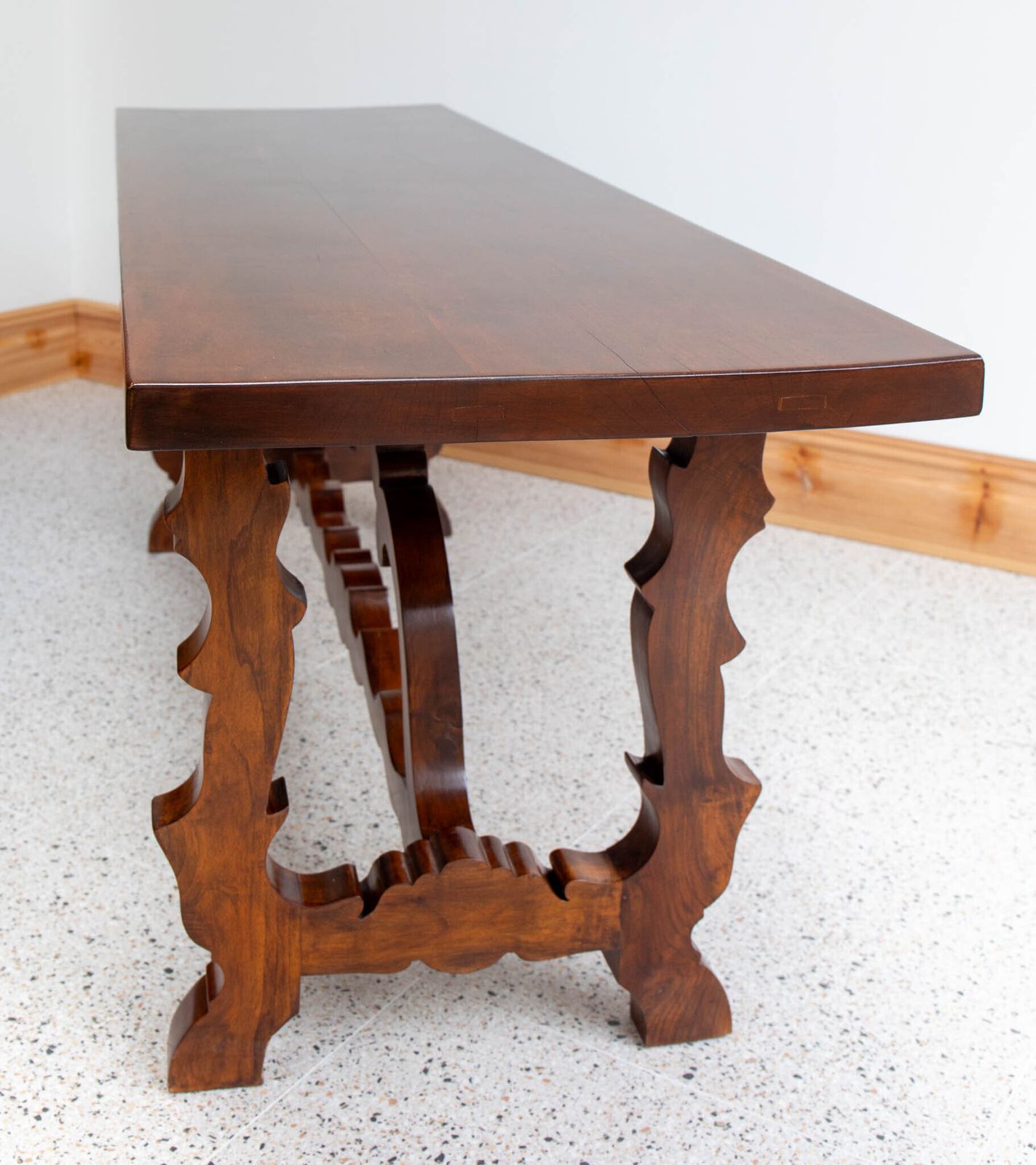 Stunning Italian Vintage Lyre Legs Refectory Hall Table photo vinterior