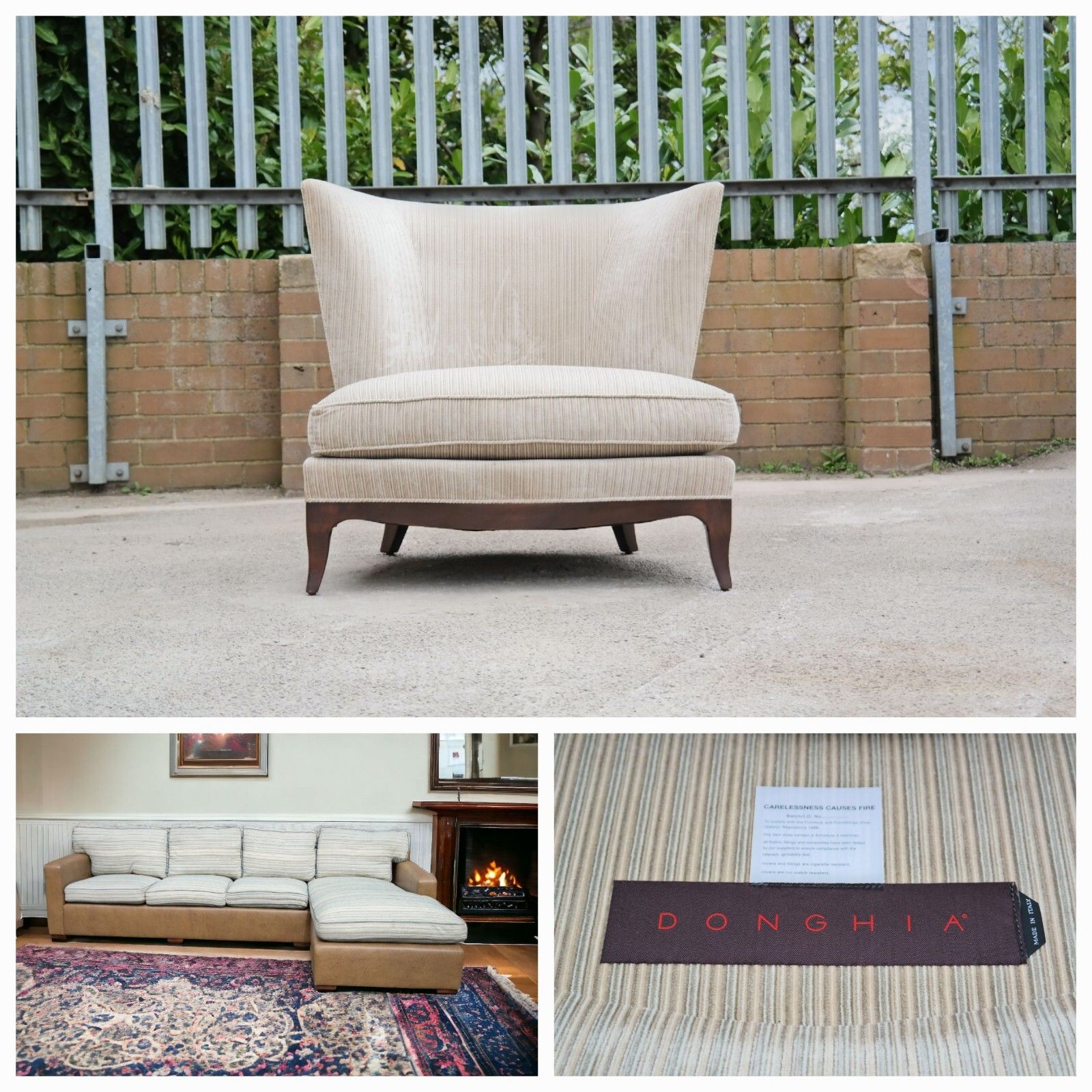 Rare Stunning Donghia Geneva Amrchair & Corner Sofa Leather Fabric Rrp £30k 🚚🚚