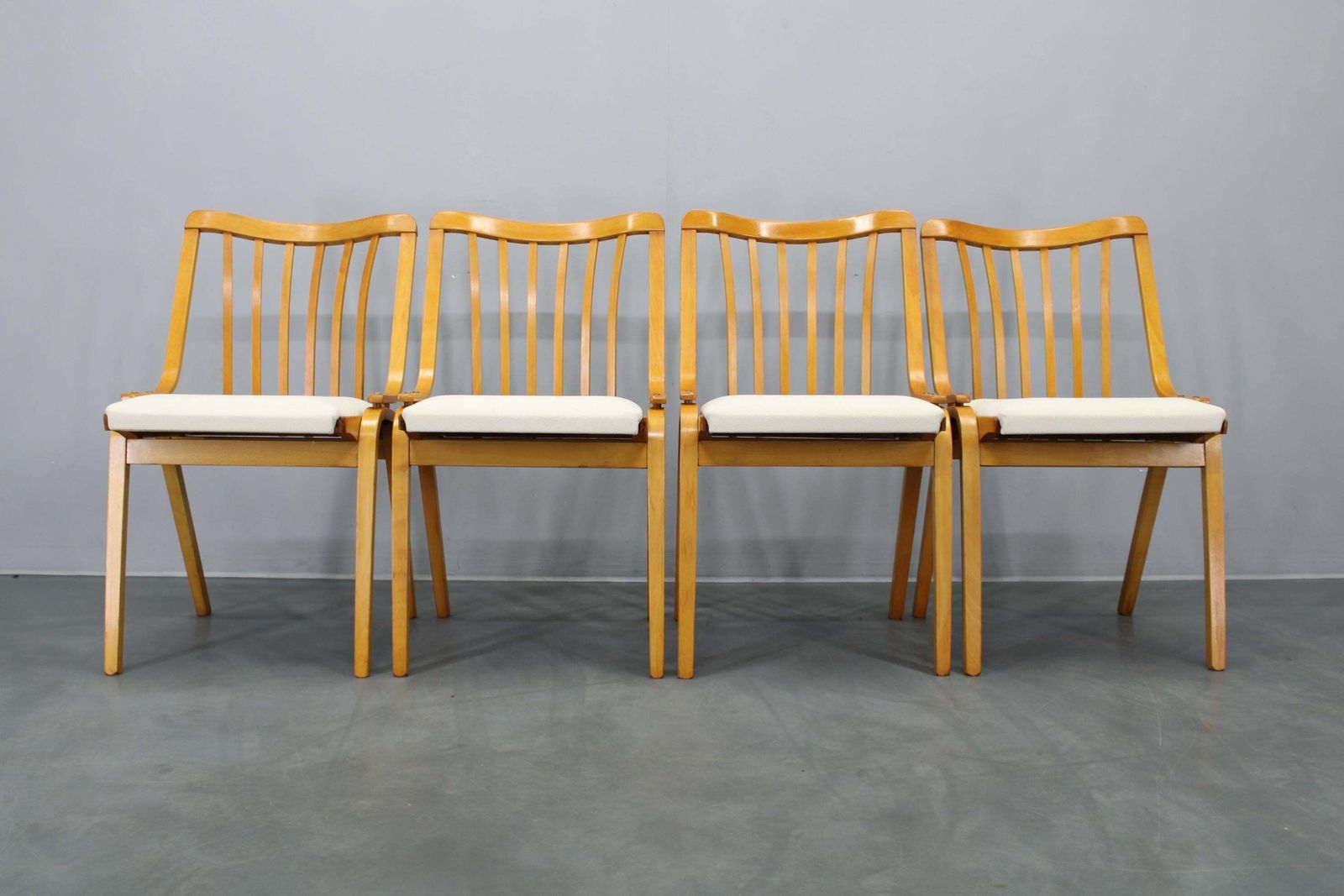 Set Of Four Restored Mid Century Dining Chairs By Jitona photo for sale