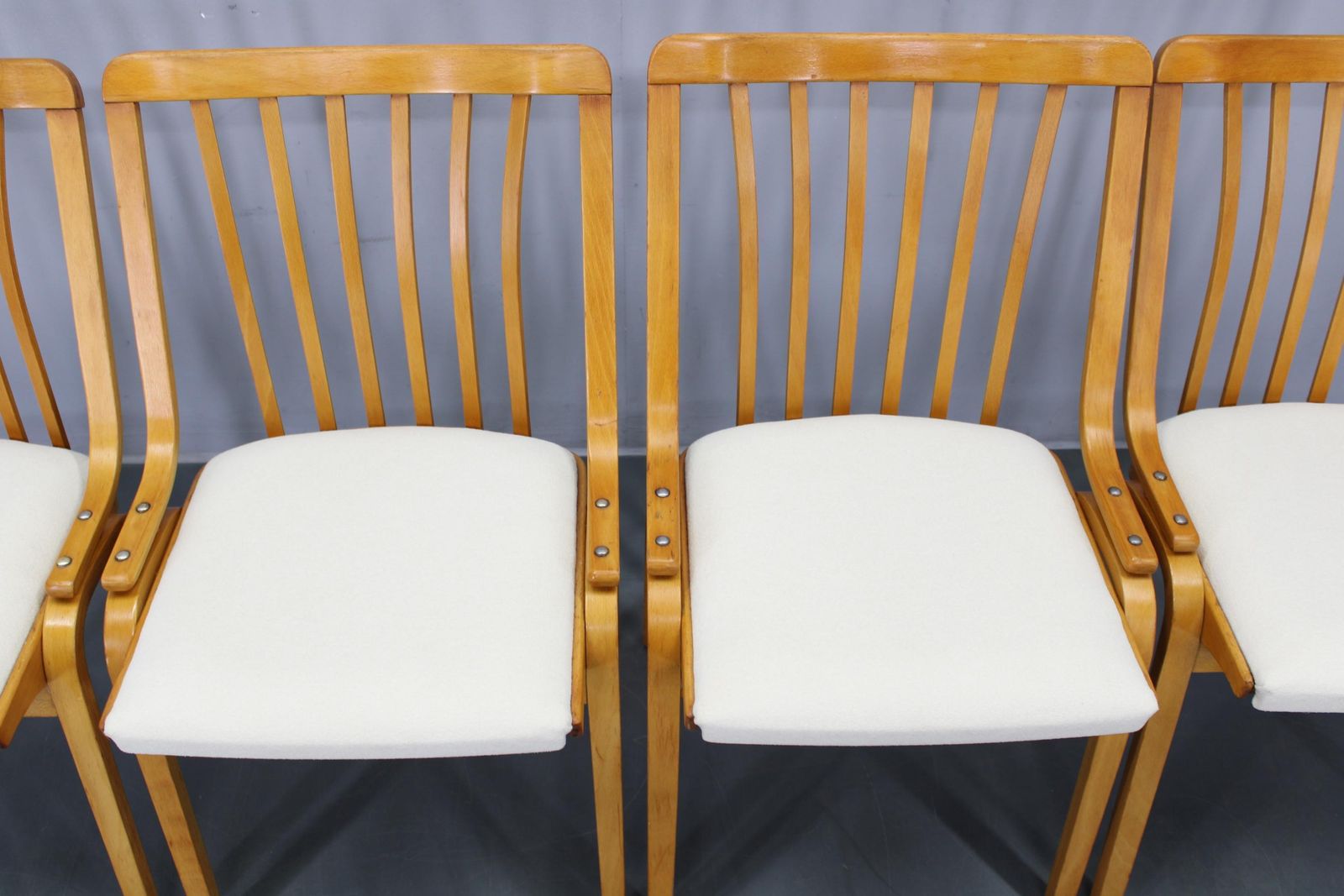 Set Of Four Restored Mid Century Dining Chairs By Jitona photo vinterior