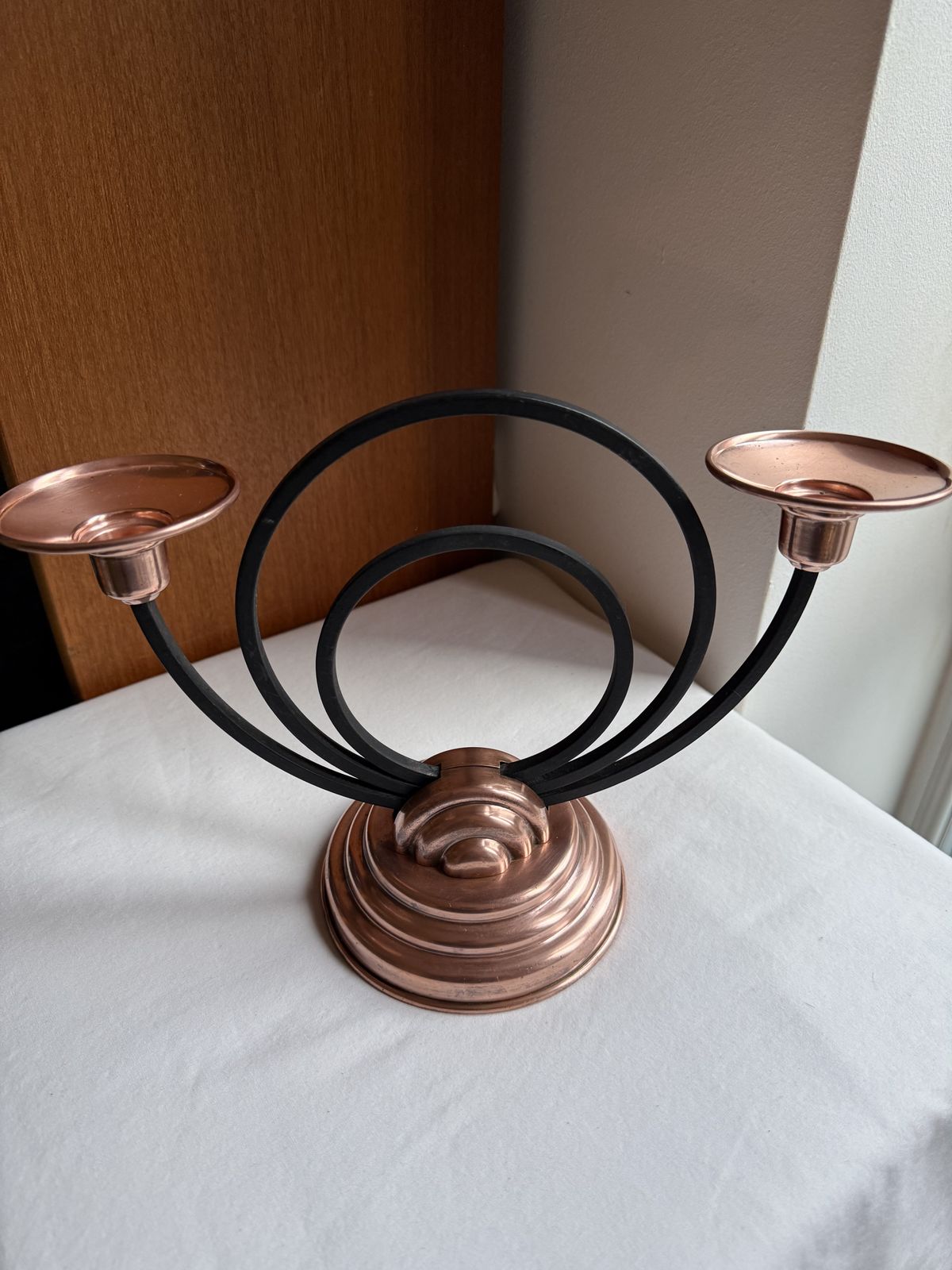 Villedieu Modernist Copper & Iron Candle Holder Candelabra photo furniture