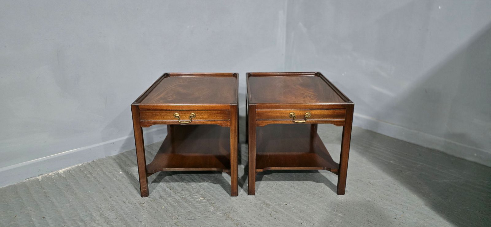 Wonderful Pair Mahogany Lamp Tables photo vintage