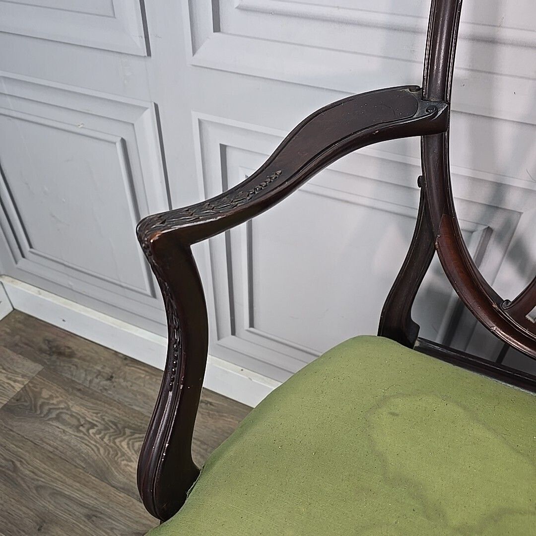 Antique Mahogany Double Chair Salon Settee Hepplewhite Sheraton Revival Shield photo vintage