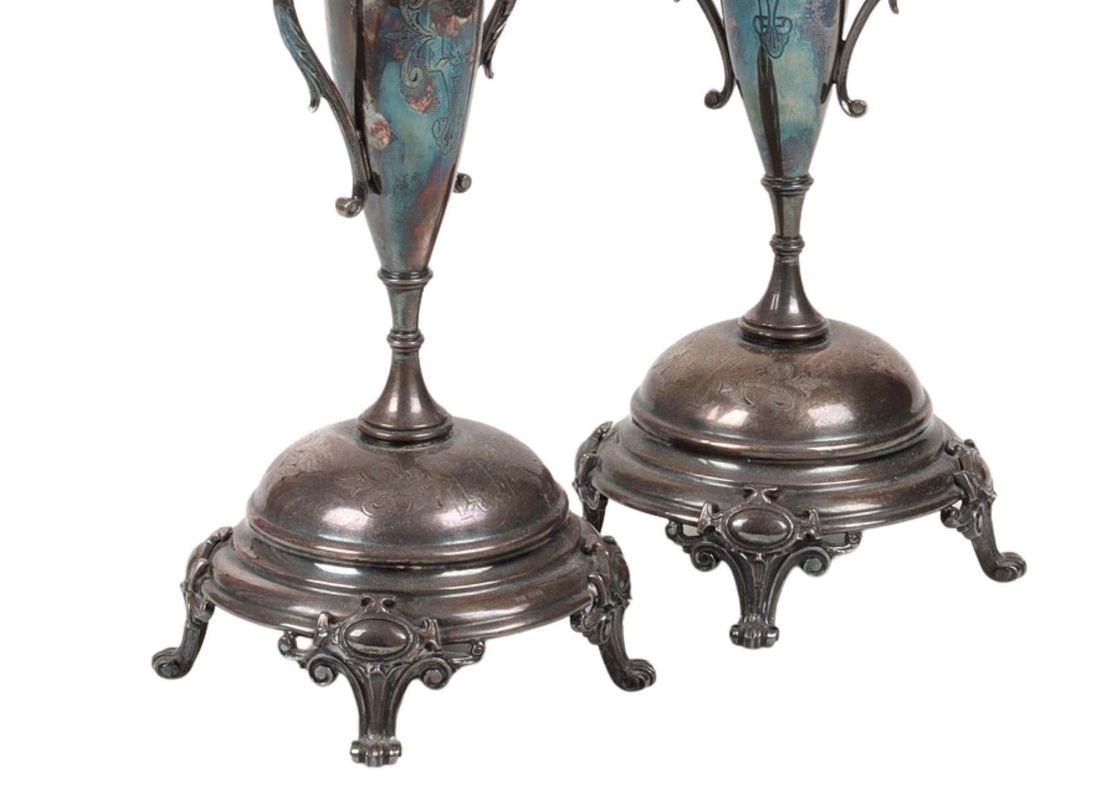 Pair Candle Holder Silver Antique Rococo Style Candlesticks, Decorative Patina photo vintage