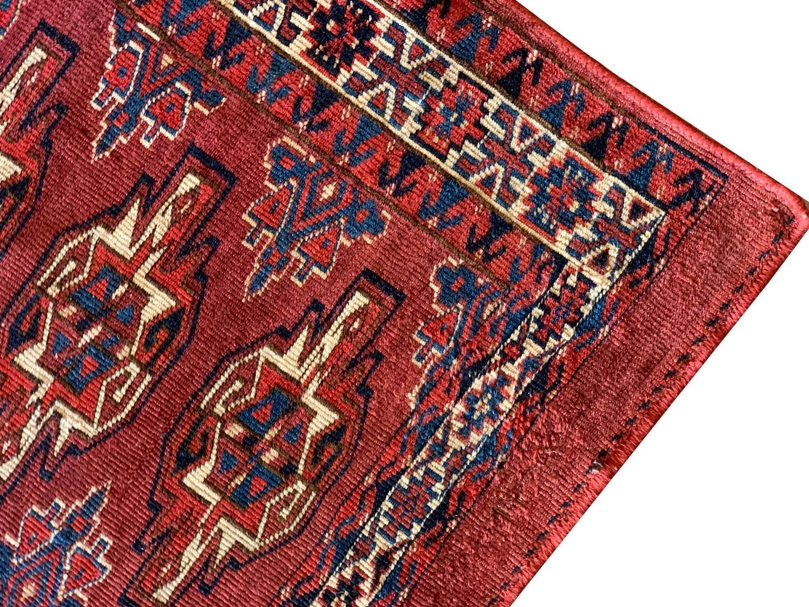 Oriental Turkmen Rug Antique Carpet Rust Traditional Handmade Red Wool photo 3271.0
