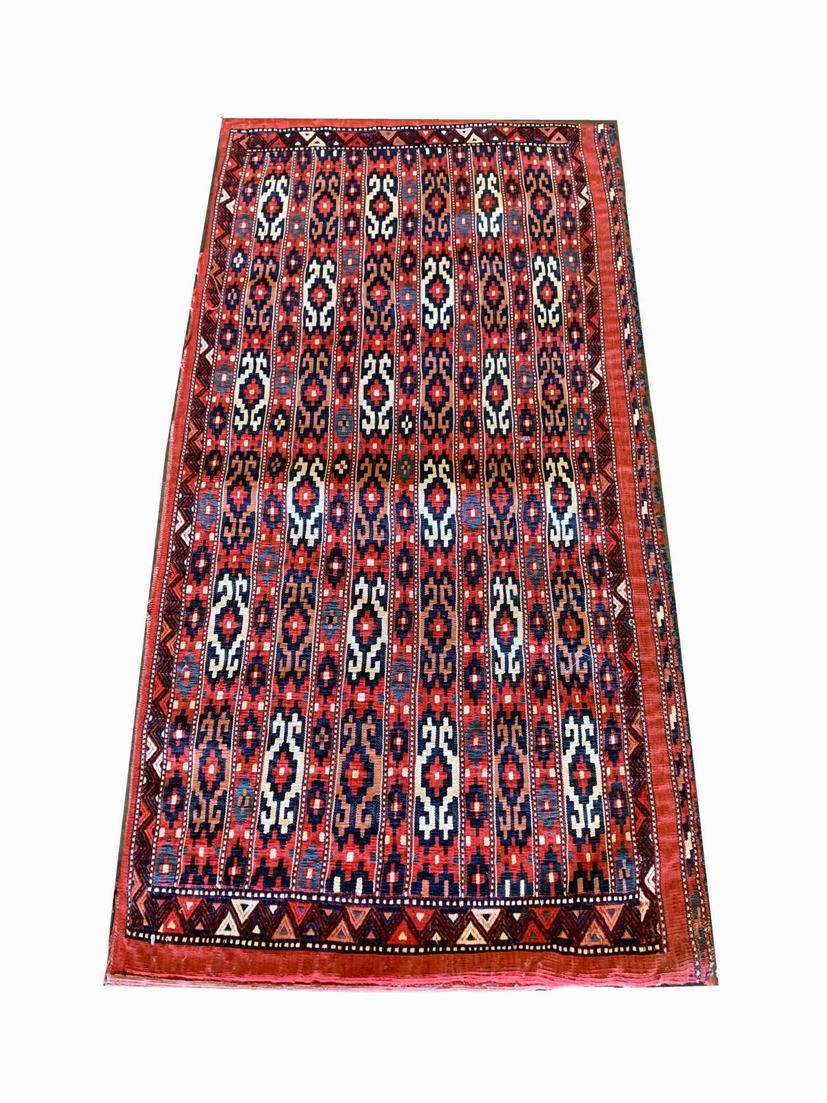 Turkmen Antique Rugs Geometric Traditional Carpet Wool Chuval Rug photo for sale