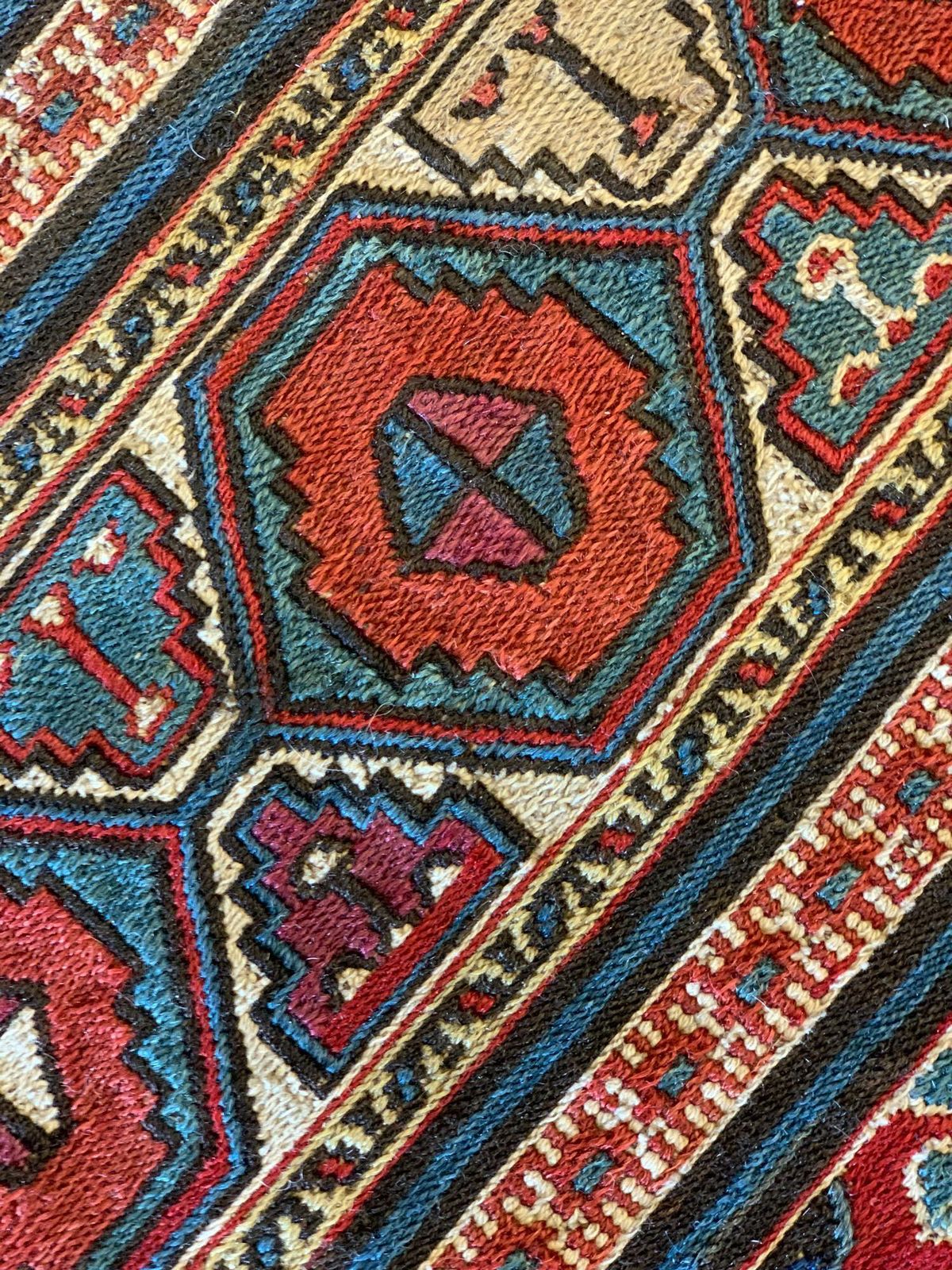 Pair Of Collectible Antique Rugs, Kilims Oriental Caucasian Wool "Khorjin" Rug photo vintage