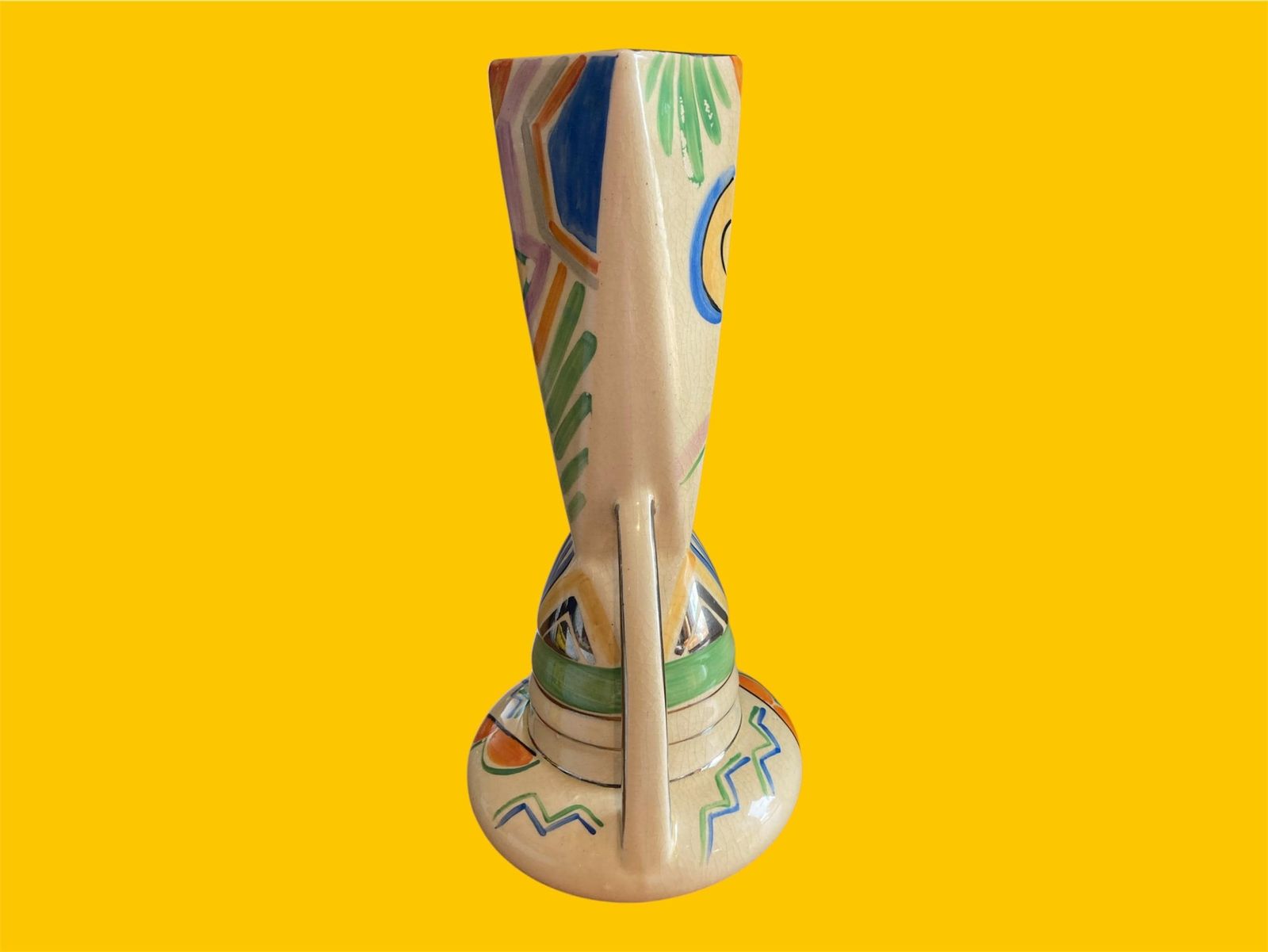 Art Deco Vase: 1930s Wadeheath Hand Painted Geometric Pottery photo furniture