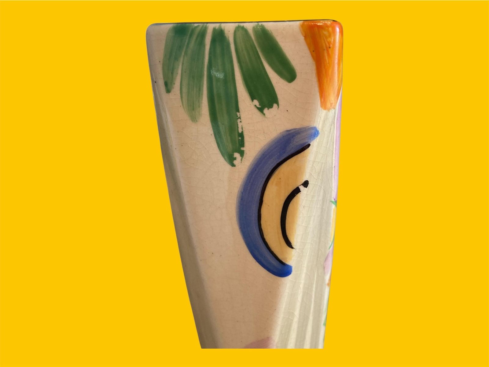 Art Deco Vase: 1930s Wadeheath Hand Painted Geometric Pottery photo vintage