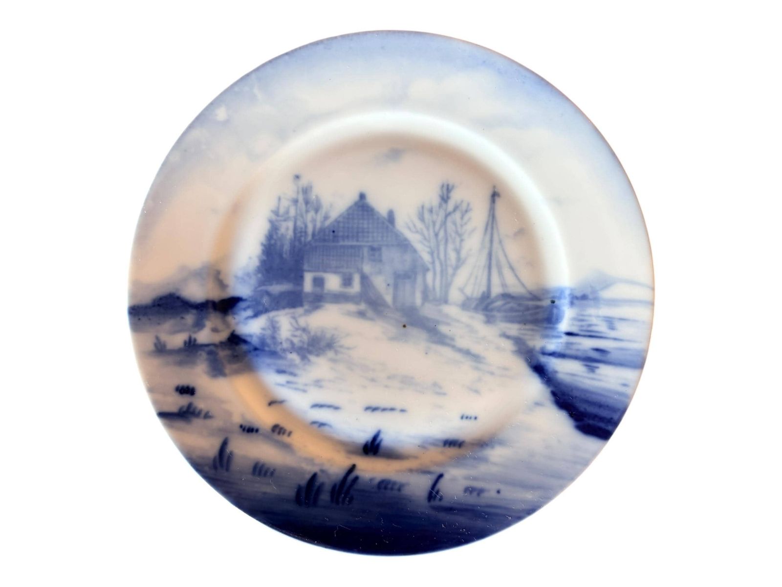Antique Victoria Carlsbad Austria Blue & White Scenic Plates Set | Porcelain C.1891–1918 | Delft Style Landscape Design photo buy