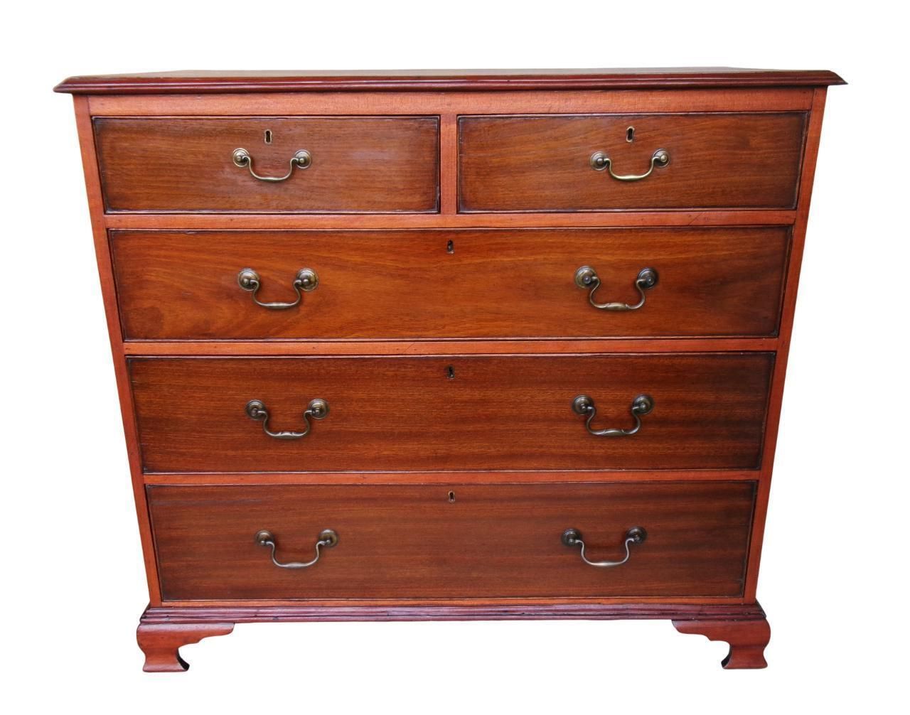 C1750 Chest Of Drawers, Georgian Mahogany 2/3 Dresser Chest, Antique Bedroom Furniture photo furniture