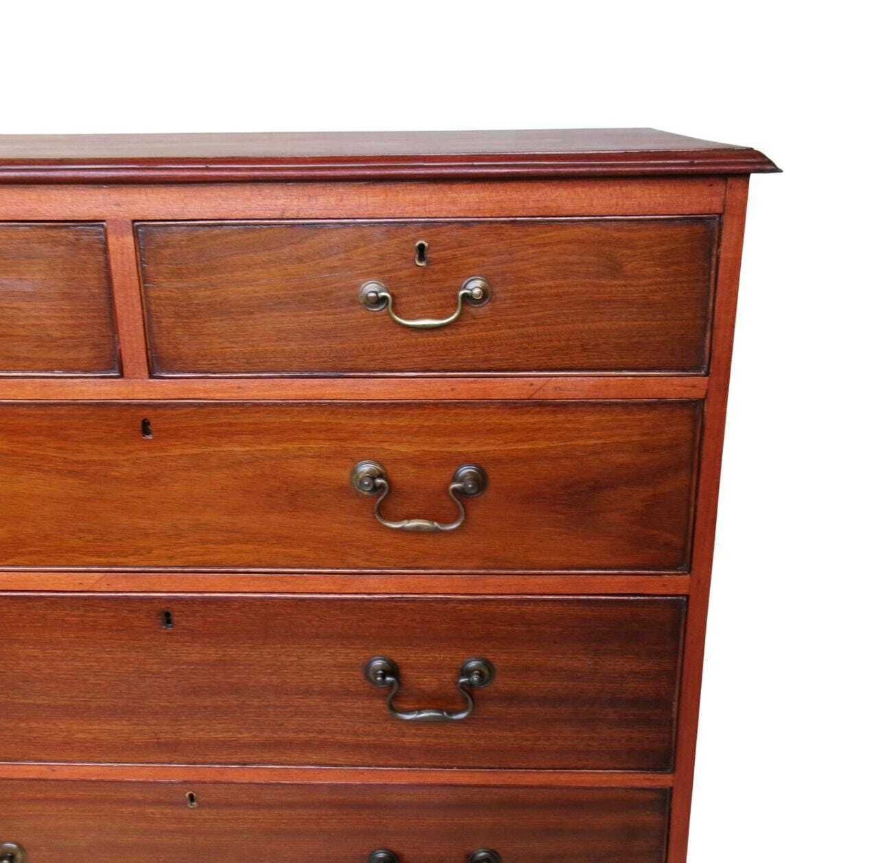 C1750 Chest Of Drawers, Georgian Mahogany 2/3 Dresser Chest, Antique Bedroom Furniture photo for sale