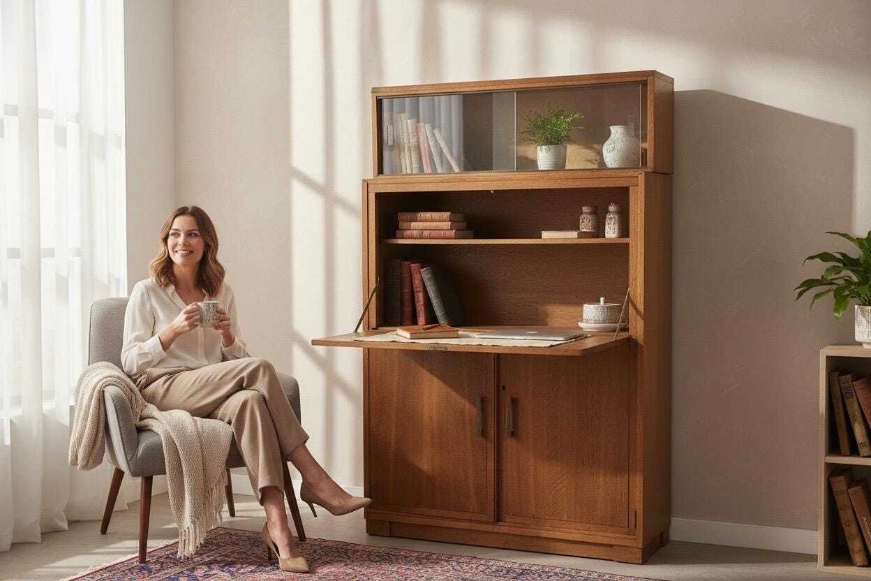 1950s Minty Of Oxford Bureau & Bookcase Rare Combination