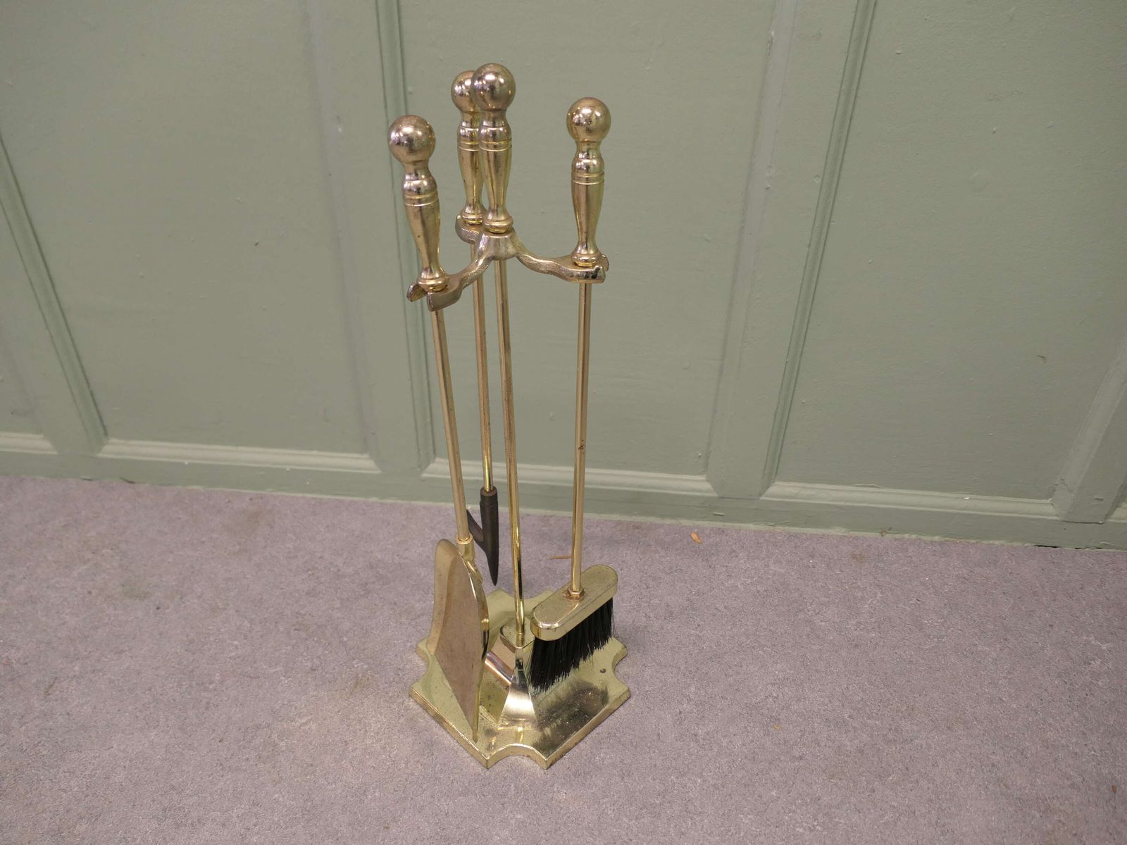 3 Piece Brass Fireside Companion Set, Fireside Tools On Stand photo furniture