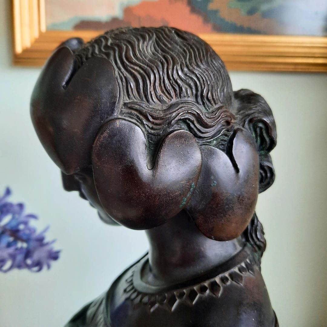 Antique Victorian Neoclassical Cast Bronze Bust Of Sapho After Pradier C Late 1800's. photo Art
