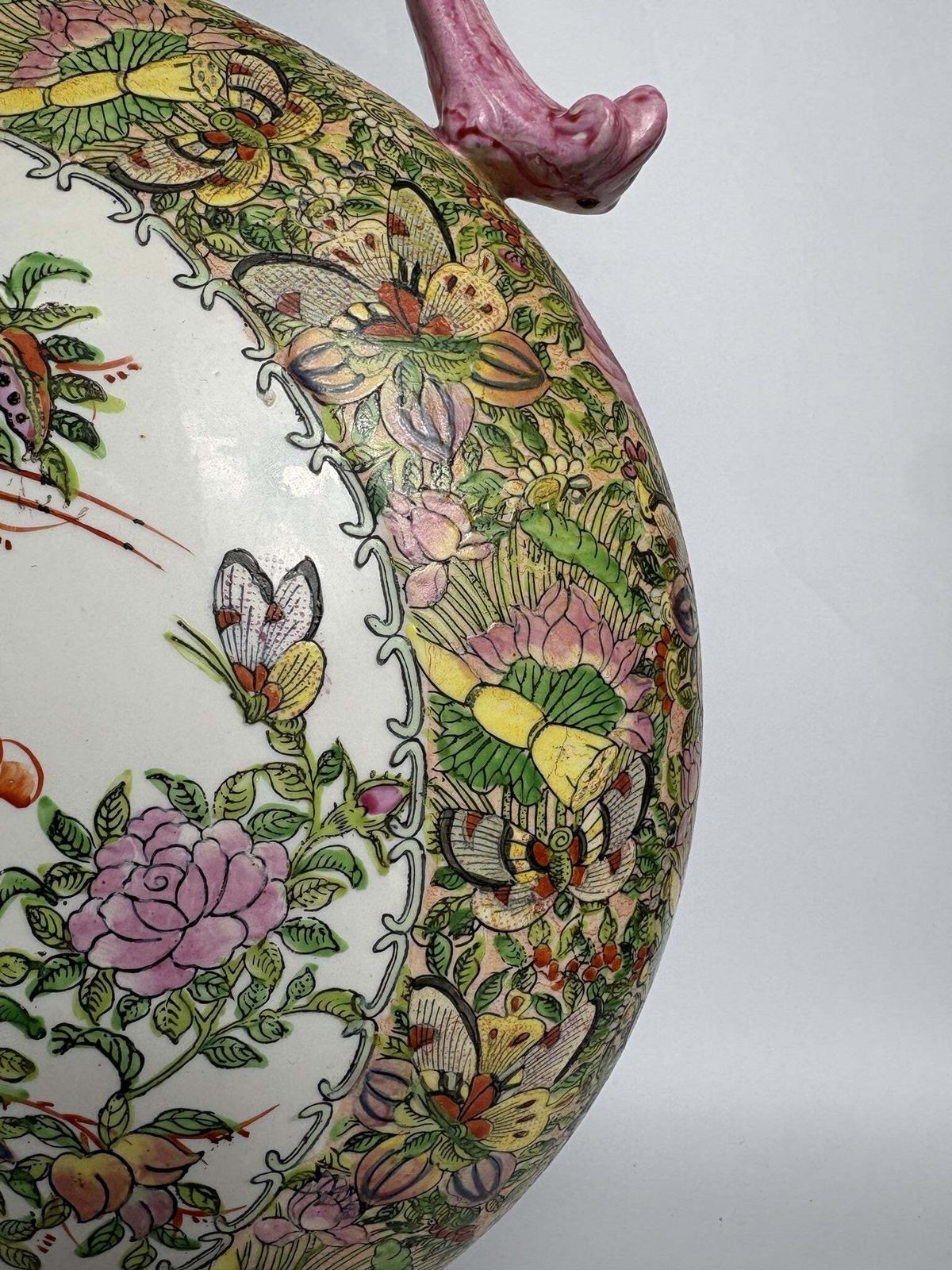 Large Chinese Famille Rose Moon Flask (Bianhu) With Twin Handles – 45 Cm photo furniture