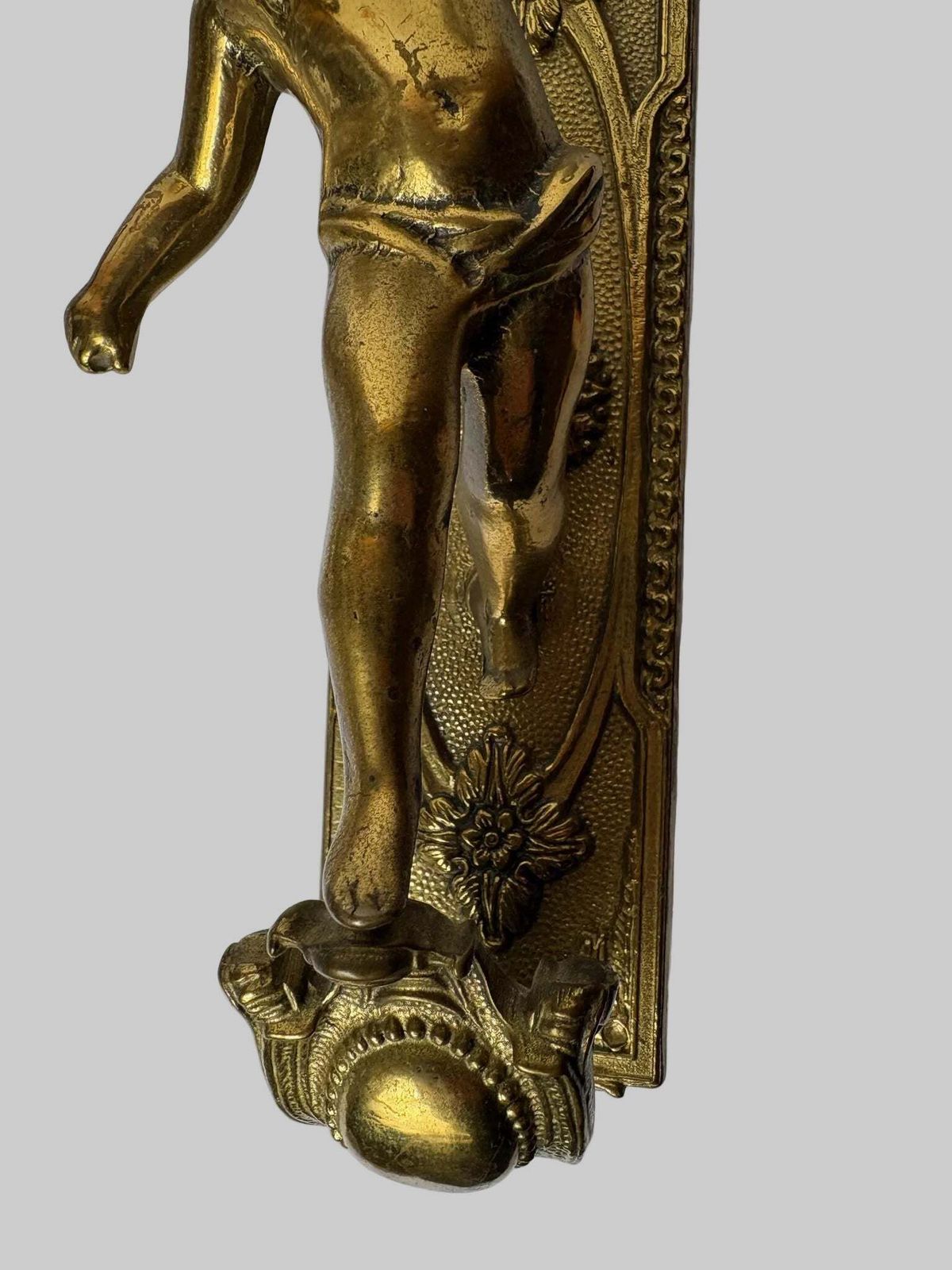 Pair Of Antique Gilt Brass Figural Wall Sconces / Candle Style Wall Lights (31cm) photo buy