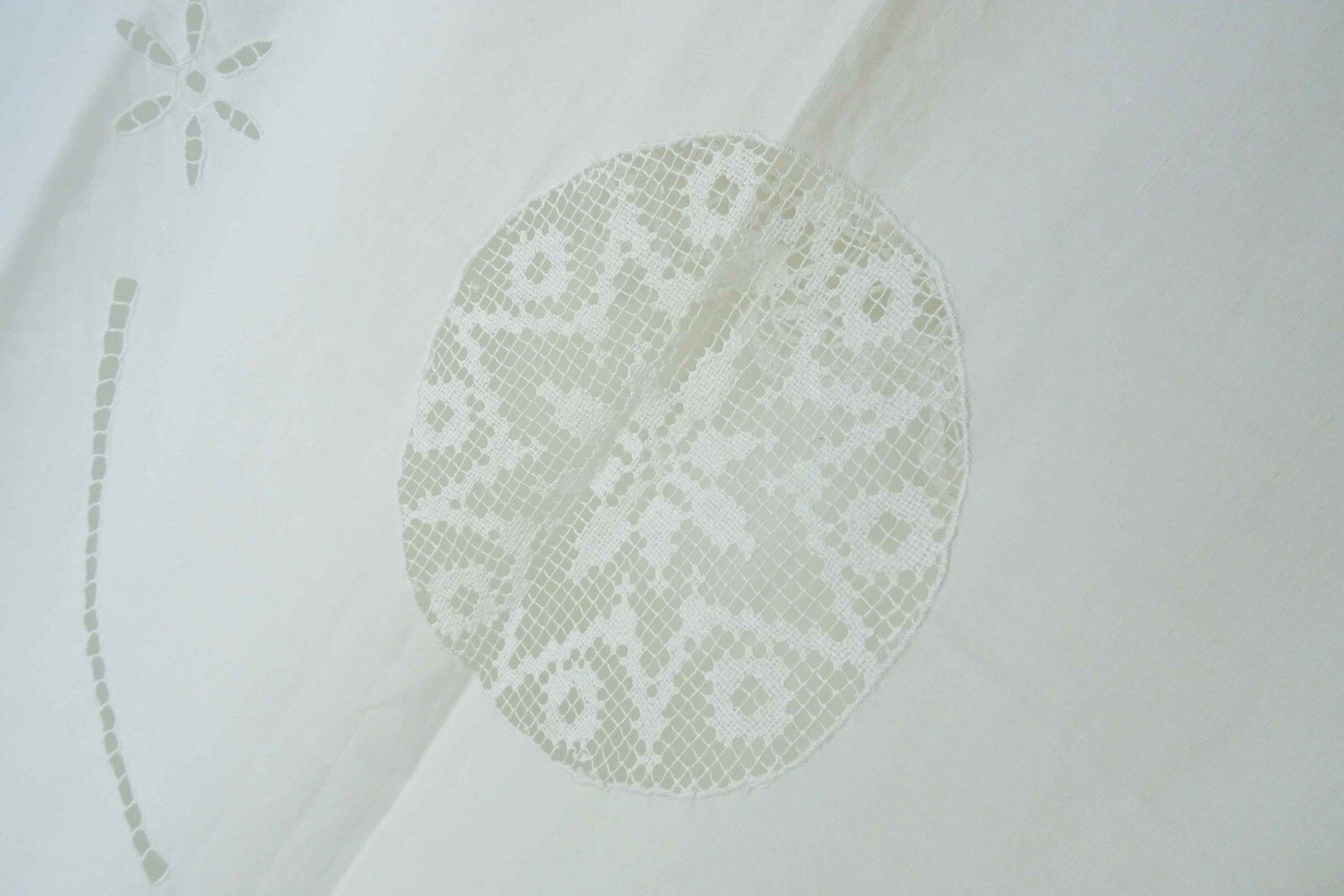 Lace Edged Linen Bedspread, Tablecloth, Curtain photo Textiles
