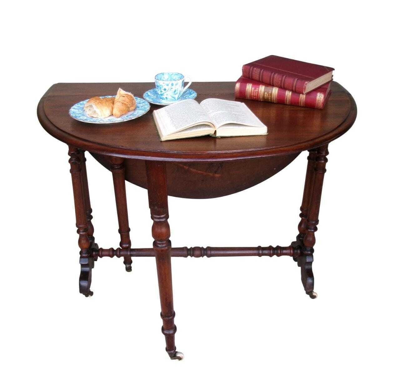 photo vinterior C1870 Baby Sutherland Table, Antique Drop Leaf Tea Table, Victorian Furniture