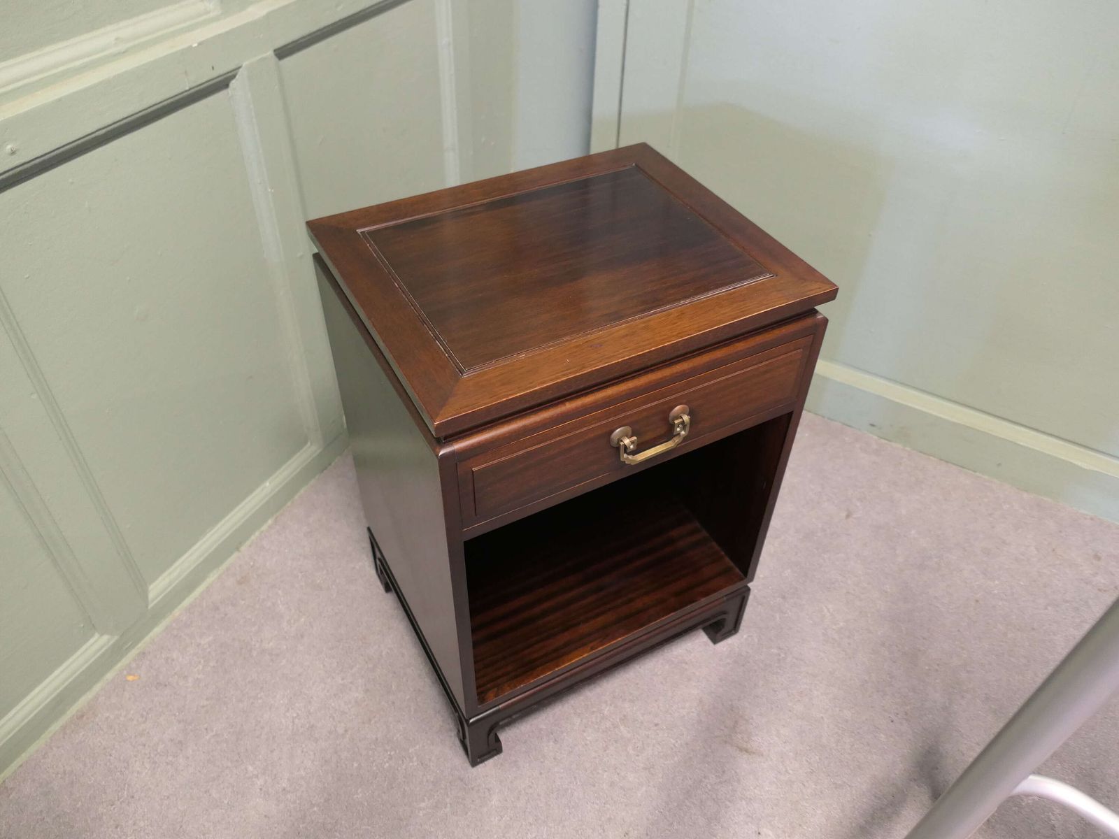 A Pair Of Mid Century Teak Oriental Style Cupboards Or Night Tables photo for sale