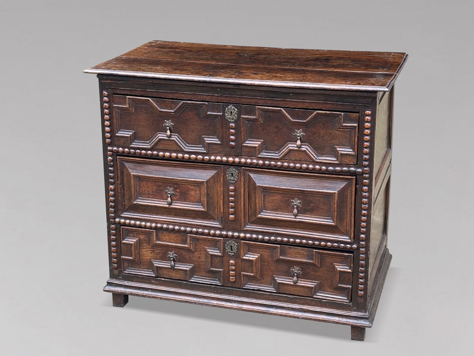 17th Century Charles II Period Jacobean Oak Geometric Chest Of Drawers photo 3480.0