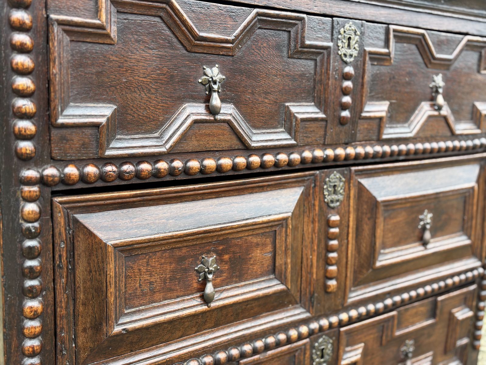 17th Century Charles II Period Jacobean Oak Geometric Chest Of Drawers photo buy