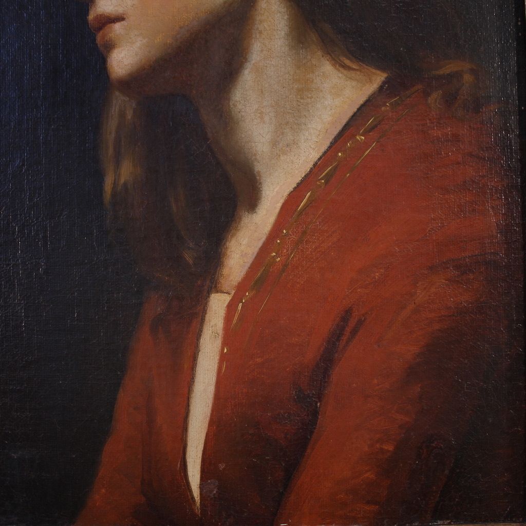 6550.0 19th Century Italian Painting, Portrait Of A Young Girl photo