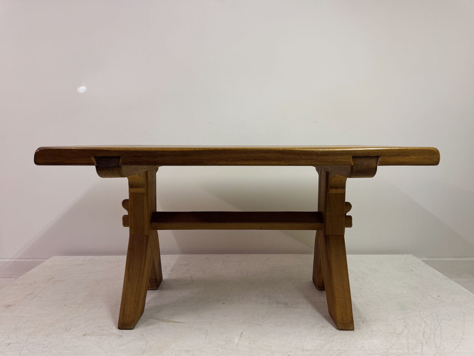 Solid Oak Refectory Style Dining Table By De Puydt, Belgium, Mid 20th Century. photo 1995.0