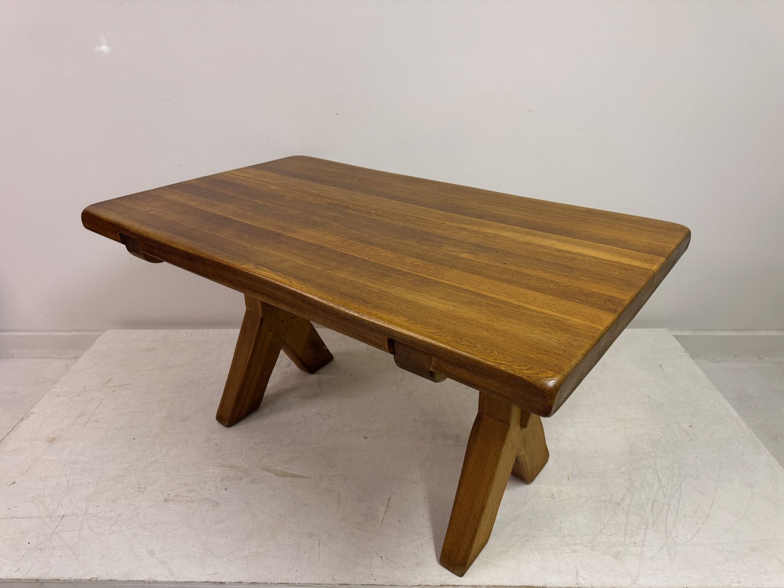 Solid Oak Refectory Style Dining Table By De Puydt, Belgium, Mid 20th Century. photo vinterior
