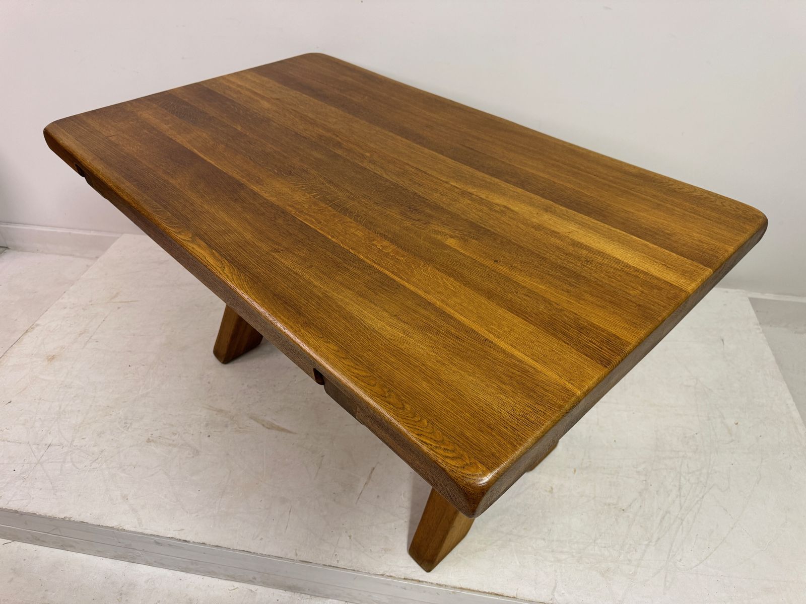 Furniture Solid Oak Refectory Style Dining Table By De Puydt, Belgium, Mid 20th Century. photo