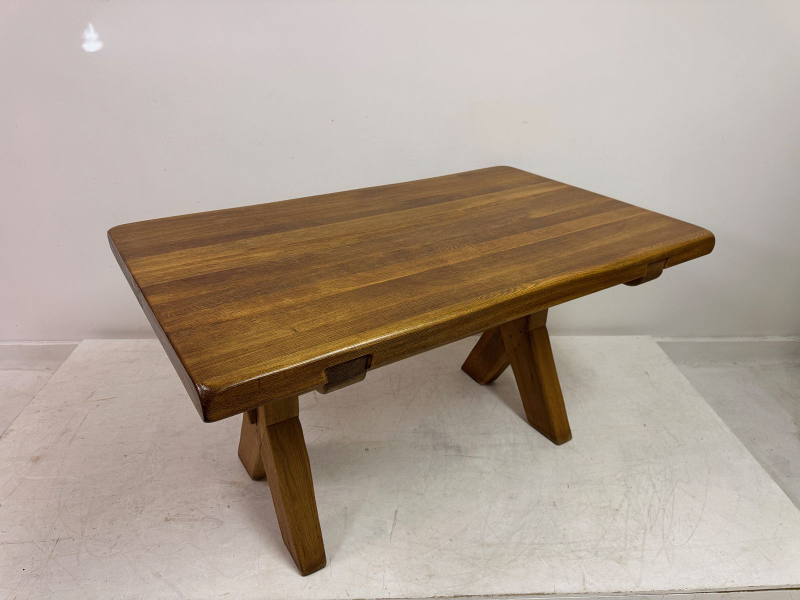 photo vinterior Solid Oak Refectory Style Dining Table By De Puydt, Belgium, Mid 20th Century.