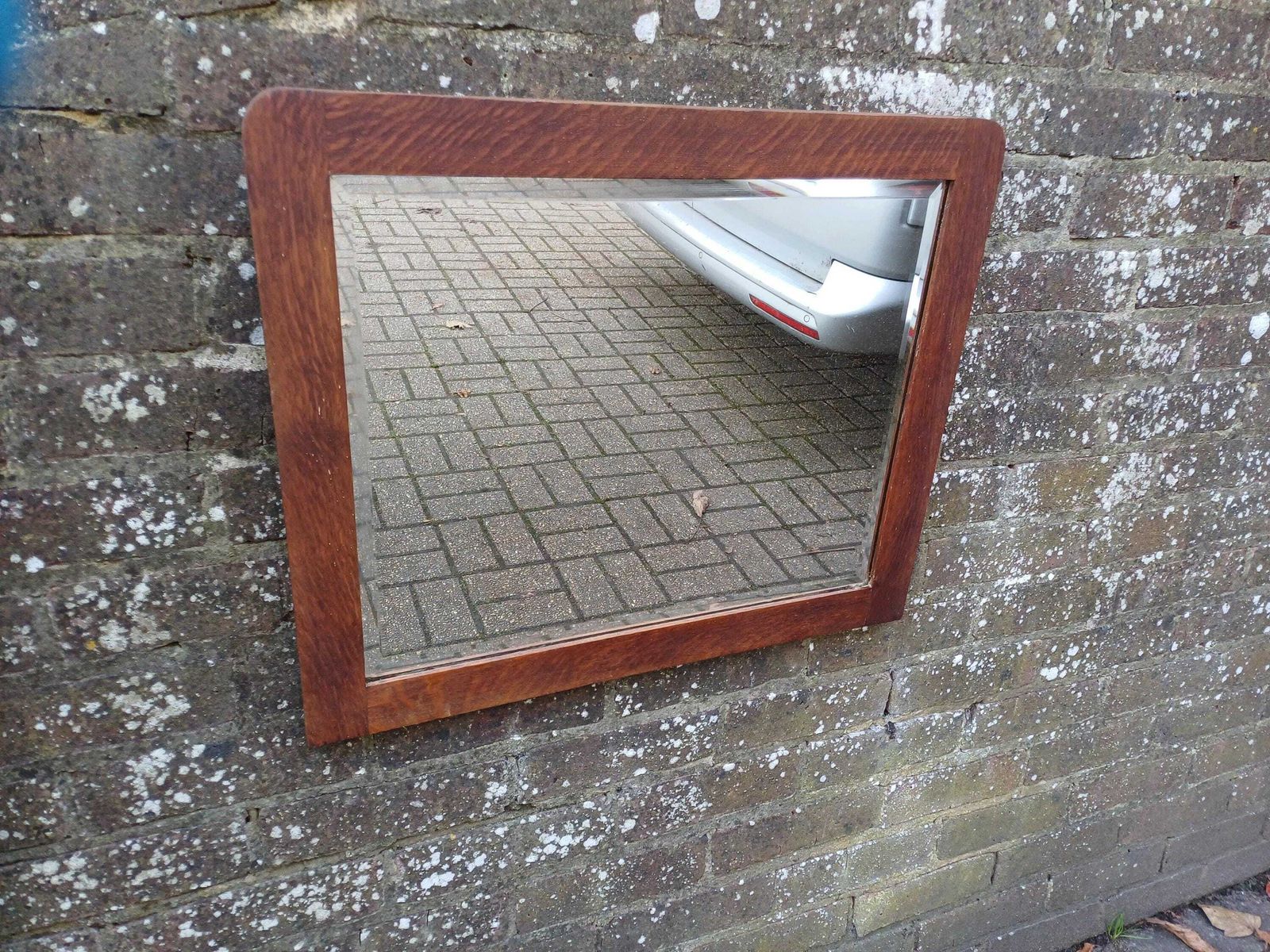 1930s Art Deco Solid Oak Wall Mirror With Original Bevelled Glass, Hand Stripped Finish, Ideal For Bedrooms Hallways Living Spaces photo Home Decor