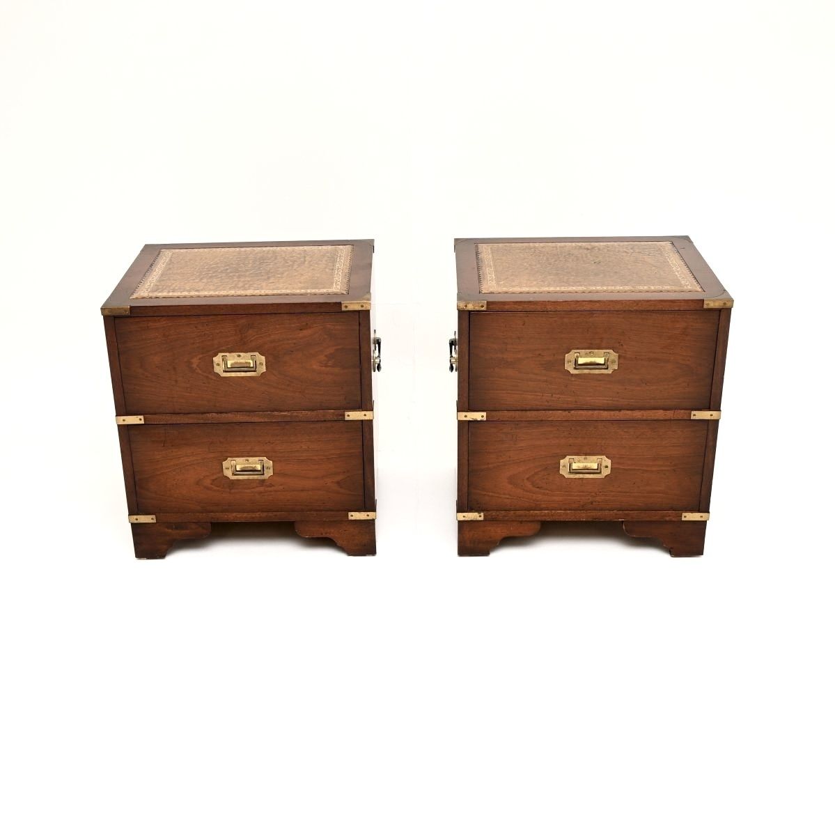 Pair Of Antique Military Campaign Style Mahogany Bedside Chests photo furniture