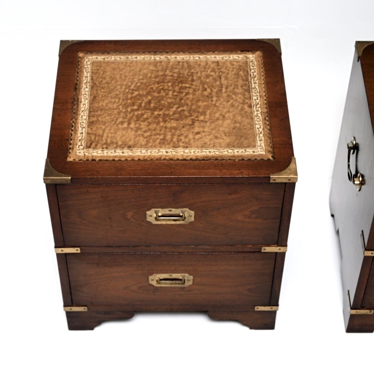Pair Of Antique Military Campaign Style Mahogany Bedside Chests photo for sale