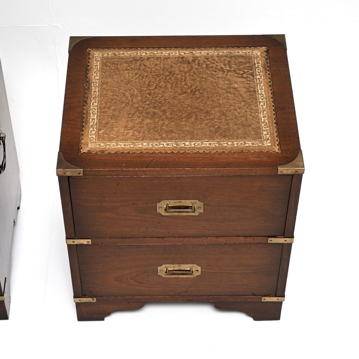 Pair Of Antique Military Campaign Style Mahogany Bedside Chests photo Furniture